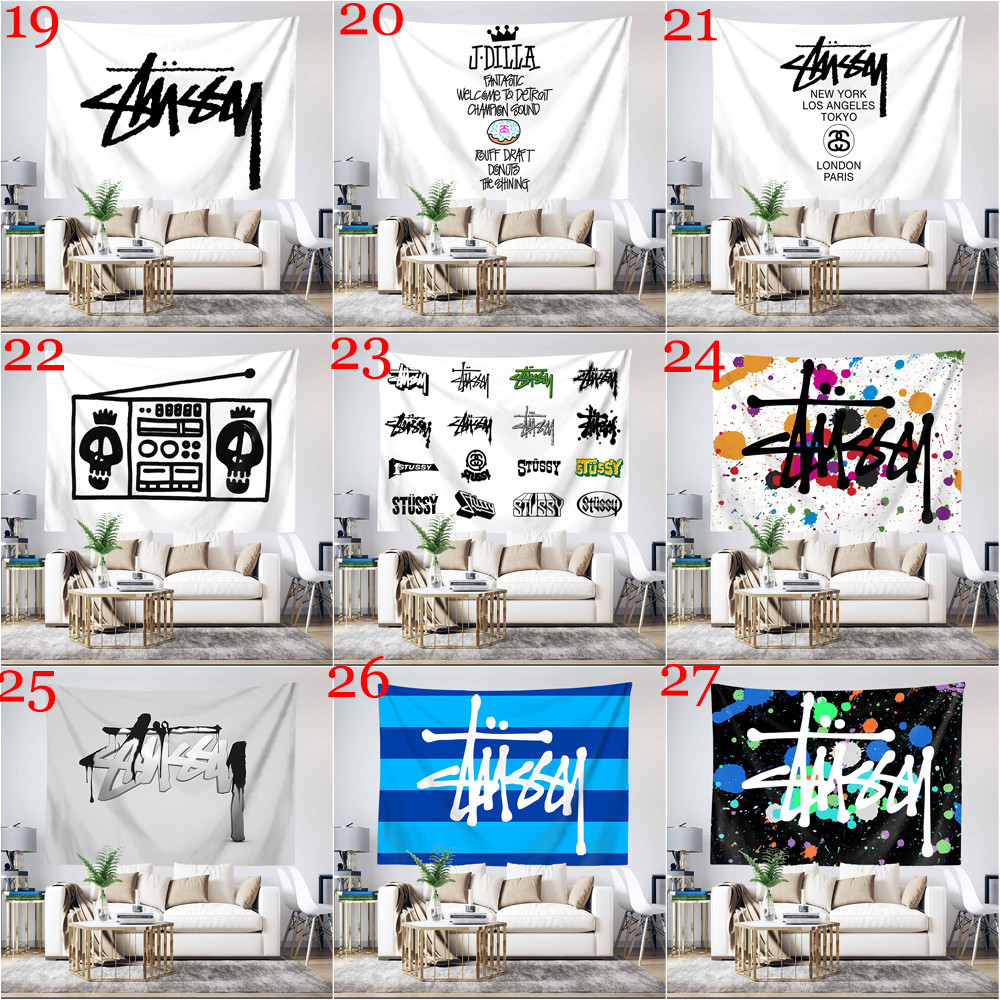 Nghệ Thuật Stussy Logo Tấm Thảm Treo Tường Có Kẹp Tấm Thảm Polyester Phòng Ngủ Treo Tường Tấm Thảm Trang Trí Nhà Cửa