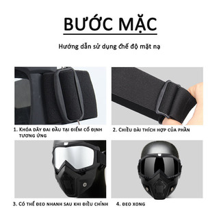 Bộ kính bảo hộ cao cấp, Cao Cấp Mặt Nạ Xe Máy, Kính chống dịch, Gió bụi và chống nước