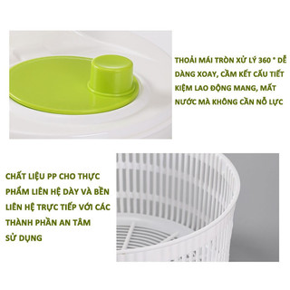 Rổ quay rau chính hãng làm ráo rau ngay tức thì, Tiện Lợi Vắt Rau Nhanh, Bền Đẹp