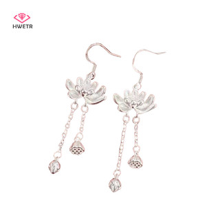 Hwetr 1 Cặp Thời Trang Phong Cách Trung Hoa Sen Dài sel Tòn Ten Bông Tai Nữ Cô Gái Thanh Lịch Tinh Tế Hoa Móc Tai Quà Tặng Mới
