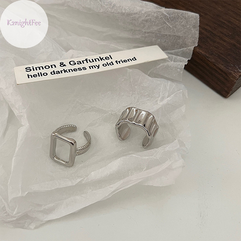 K2nightfee 2 Cái / bộ Vintage Màu Bạc Nhẫn Kim Loại Thanh Lịch Không Đều Có Thể Điều Chỉnh Nhẫn Dành Cho Nữ Hợp Thời Trang Hình Học Nhẫn Punk Trang Sức Dự Tiệc Quà Tặng VN