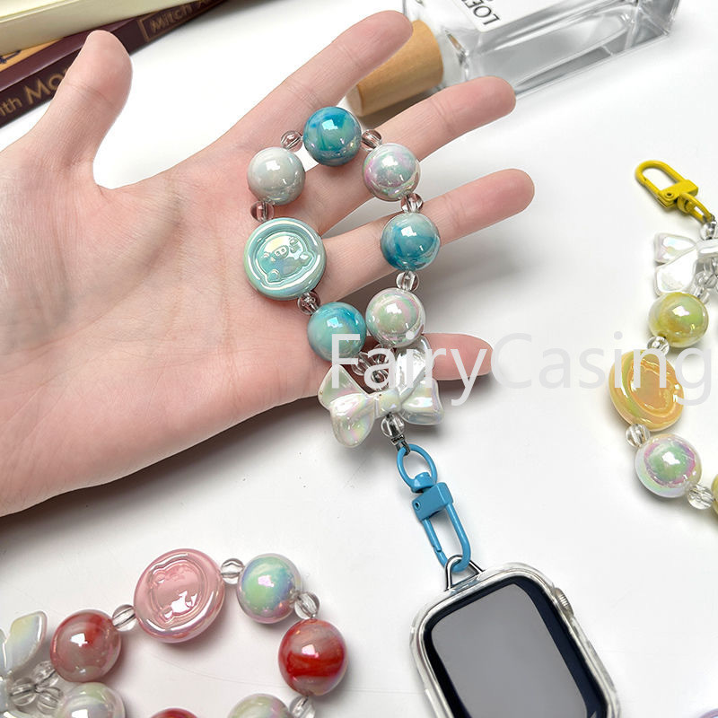 Vòng tay cho Apple watch 49mm 45mm 41mm 40mm 44mm 42mm 38MM S11 Dây đeo Móc chìa khóa Dopamine đầy màu sắc dễ thương cho iwatch Series 9 8 7 6 5 4 3 2 1 Vòng tay đính cườm Ins Phụ kiện mùa hè