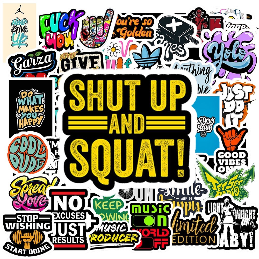 Set 50 Sticker Chữ Graffiti – Decal Trang Trí Xe, Laptop, Nón Bảo Hiểm | Chống Nước, Bền Đẹp
