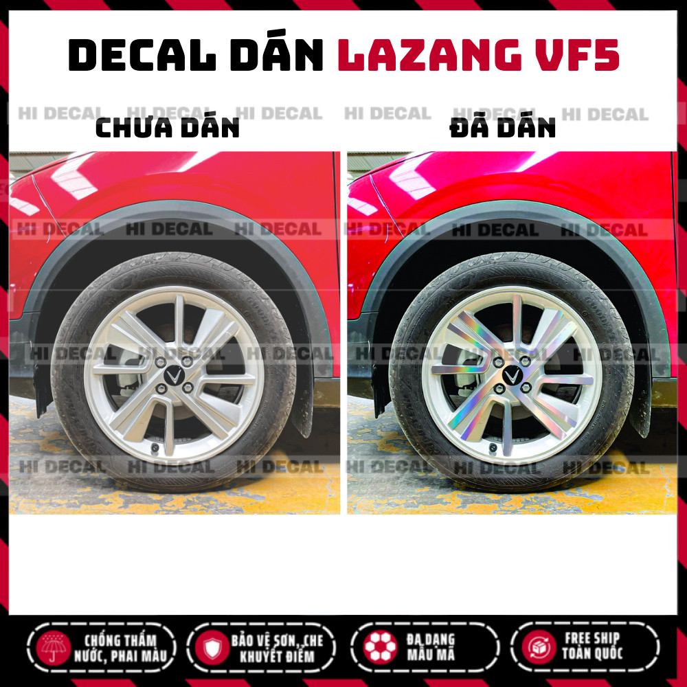 Tem mâm Vf5, decal dán mâm VF5, Tem decal dán xe trang trí tạo điểm nhấn xe, bền màu, chống nước