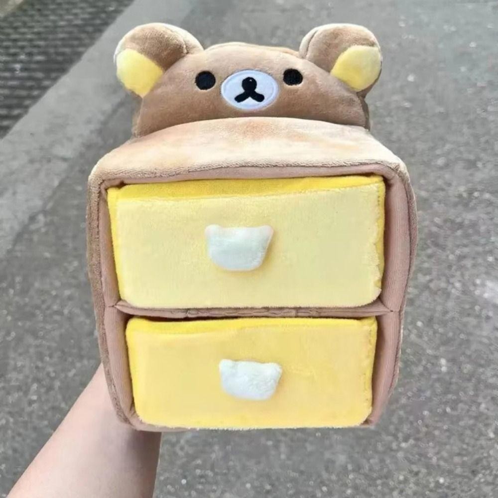 HIGHVIEWLS Rilakkuma Tủ quần áo gấu thư giãn, Lưu trữ văn phòng phẩm hoạt hình vui nhộn, Lưu trữ máy tính để bàn Kawaii sang trọng 2025