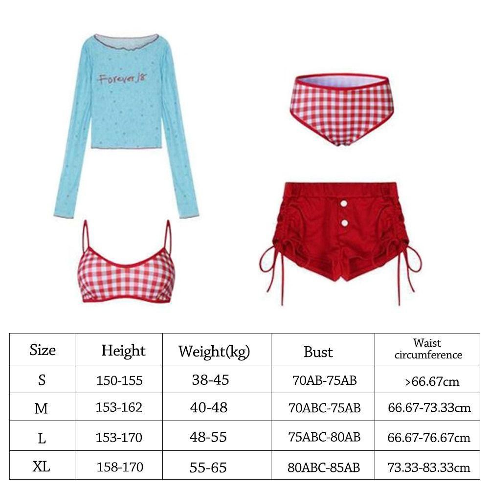 Hobbyin 4 Cái / bộ Bikini, Đồ bơi nữ thêu màu xanh Y2k, Áo Crop top chống nắng mùa hè