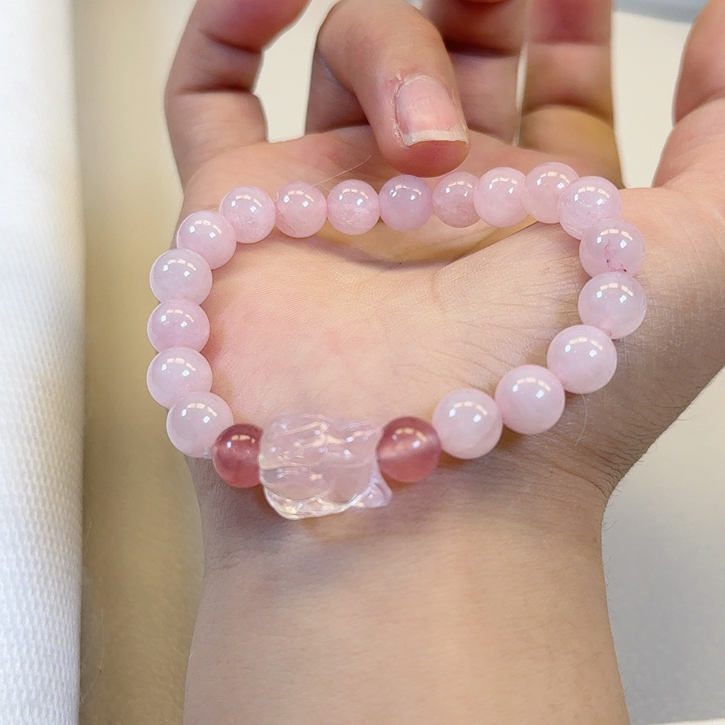Cô Gái Cổ Tích Nước Mắt Chín Đuôi Cáo Phong Cách Quốc Gia Màu Hồng Tự Nhiên Pha Lê Cáo Vòng Tay Nữ Thiết Kế Đặc Biệt Thiết Kế Nữ Hồng Pha Lê Vòng Tay Nữ