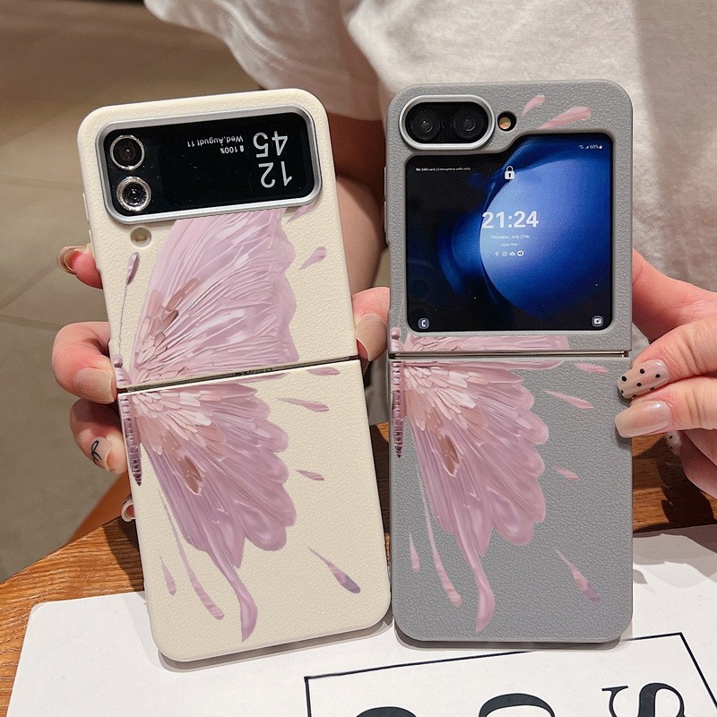Ốp điện thoại TPU mềm họa tiết cánh bướm cho Samsung Galaxy Z Flip6 Flip5 Flip4 Flip3 Flip 6 5 4 3 5G