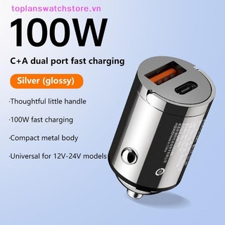 Toplanswatchstore Bộ sạc ô tô 100W Cổng kép Bộ sạc siêu nhanh PD QC 3.0 cho Bộ chuyển đổi ô tô Huawei VN