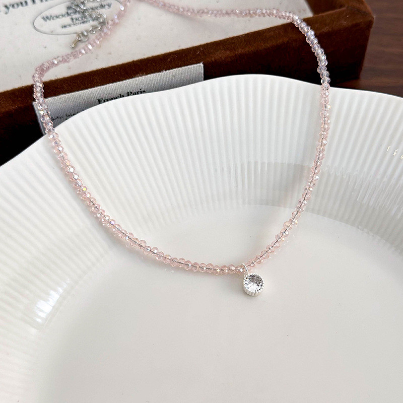 Vòng cổ trái tim Zircon đính cườm pha lê Chuỗi xương đòn phù hợp đơn giản
