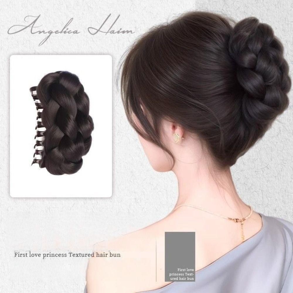 FAVORITEGOODS Bun Head Tóc Giả, Nâu Lông Tơ Tóc Bun Móng Vuốt Kẹp, Thời Trang Tổng Hợp Tóc Tự Nhiên Phụ Kiện Tóc