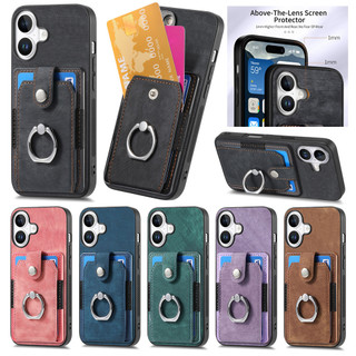 Ốp Điện Thoại Da Cho OPPO Reno 13 12 11 Pro 13F 11F Find X8 X7 Ultra X5 Lite A80 Khe Cắm Thẻ Đàn Hồi (Giữ 3 Thẻ) Giá Đỡ Nhẫn Ốp Lưng Tối Giản