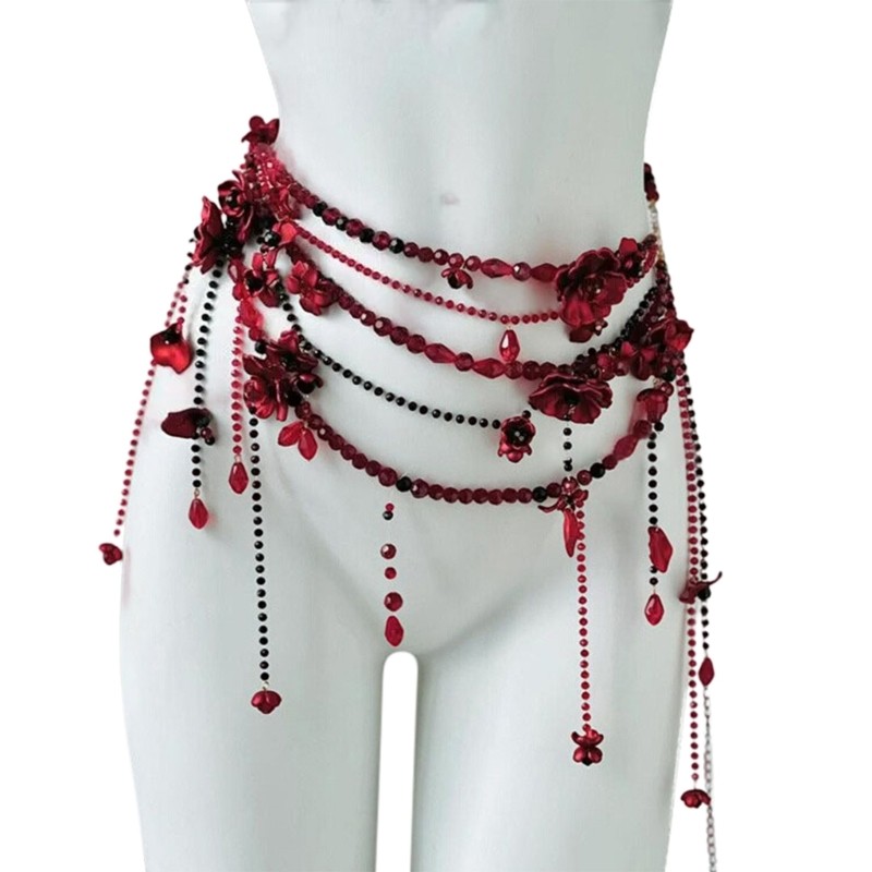 OXXGGKAO Hạng Nặng Thắt Lưng Dây Nhảy Trang Phục Ngọc Trai Thời Trang Bụng Khiêu Vũ Trang Sức Cho Quần Jean Cơ Thể Trang Sức Cho Nữ Nóng Gi