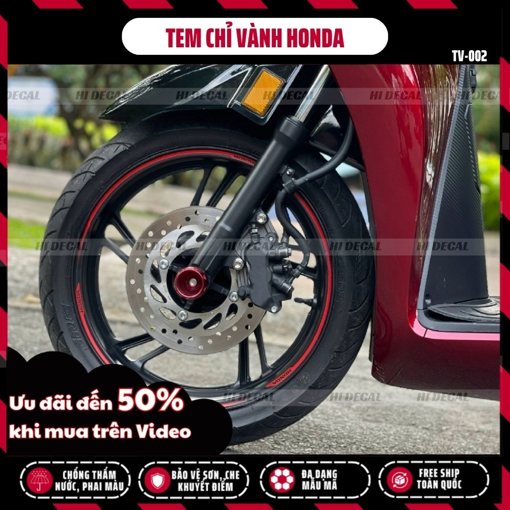 Tem dán vành SH Future Wave Honda Phản Quang chỉ full 2 vành chống nước chống phai màu
