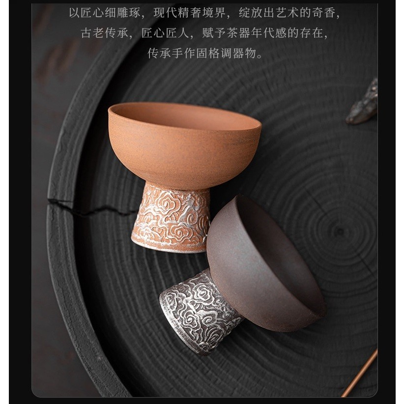 Chén Gốm Thô Quặng Bùn Vàng Nhật Bản Dùng Uống Trà Dung Tích 60 ml
