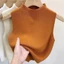 Áo len dệt kim YRBWD, Áo ba lỗ cổ nửa cổ không tay, Áo hai dây giảm béo màu trơn thời trang dành cho nữ