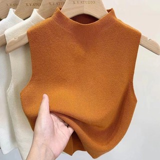 Áo len dệt kim DWELLCO màu trơn, thiết kế hai dây cổ tròn thanh lịch dành cho nữ