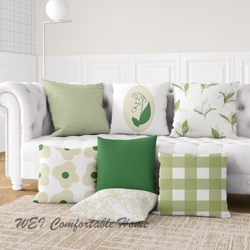 Vỏ Gối Xanh Sofa Phòng Khách Mẫu Trang Trí Phòng Gối Ghế Văn Phòng Thắt Lưng Gối (Không Lõi)