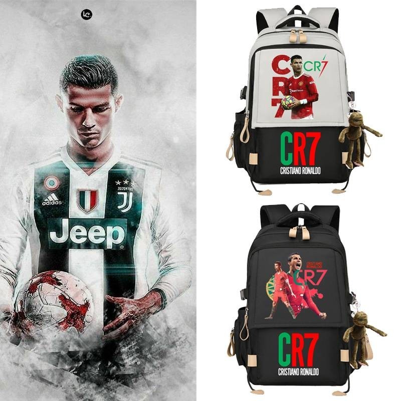 Ba lô YT2 Cristiano Ronaldo dành cho học sinh Dung tích lớn Chống thấm nước In nhẹ Túi đi học đa năng