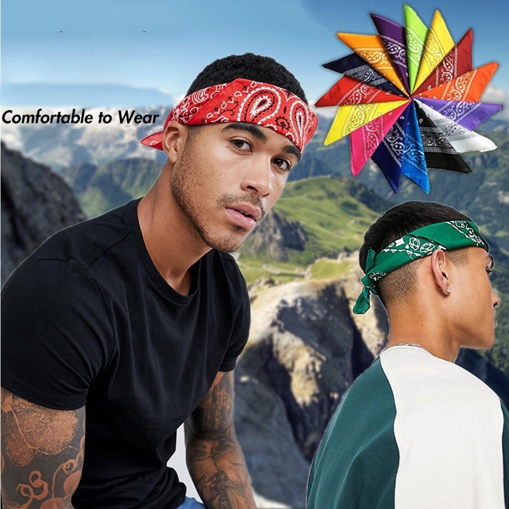 Khăn Vuông 100% Cotton Thời Trang Hip Hop Cổ Điển 55cm*55cm In Họa Tiết Màu Đỏ/Đen Cho Nam/Nữ