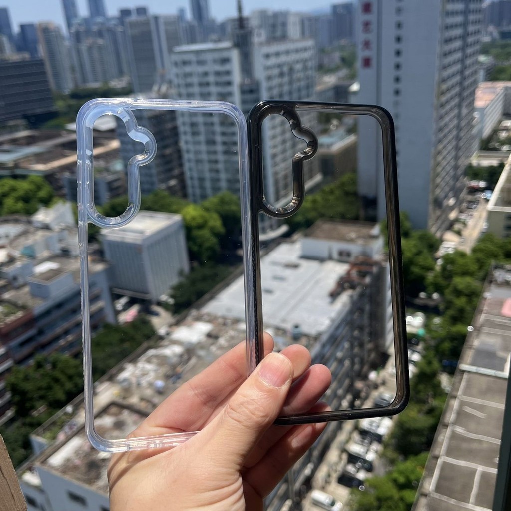 Ốp Điện Thoại Acrylic Cứng Cho Samsung A55 A35 A54 A53 A52 A05 A05S A12 A13 A14 A15 A22 A23 A24 A25 A32 A34 A73 A04E S24 Ốp Điện Thoại Dày Chống Sốc Màu Đen Trong Suốt