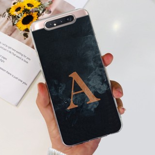 Dành Cho Samsung Galaxy Galaxy A80 A90 4G Thời Trang Hoa Sương Mù Chữ Cái Ban Đầu Vỏ Điện Thoại Samsung A80 A90 SM-A805F A8050 Silicon Mềm TPU
