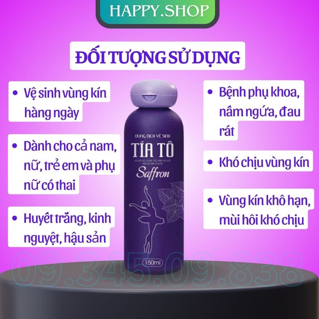 Dung Dịch Vệ Sinh Phụ nữ Tía Tô Saffron 150ml Chính Hãng Hết Khí Hư Nấm Ngứa Mùi Hôi Vùng Kín DDVS tốt nhất cho phụ khoa