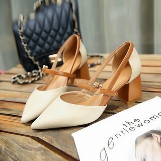 Giày Cao Gót pha màu Da bò nhẹ nhàng, Xinh xắn cao 5P - Kho Xưởng Bánh Bèo mã 5P Da bò Nữ Shoes đi rất êm chân