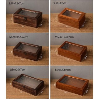 FASHIONEXPRESS Hộp Bảo Quản Bằng Gỗ, Trang Trí Vintage Gỗ Chắc Chắn Tủ Bảo Quản, Hộp Nhớ Lật Nắp Hoa Cua Có Nắp Kính Hộp Trang Sức Hộ Gia Đình