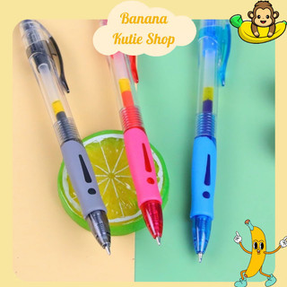Bút Bi Bấm Mực Gel Chấm Than Basic Bút Bi Nước Mực Gel Khô Nhanh Ngòi 0.5mm, Mực Đều, Nét Chữ Đẹp