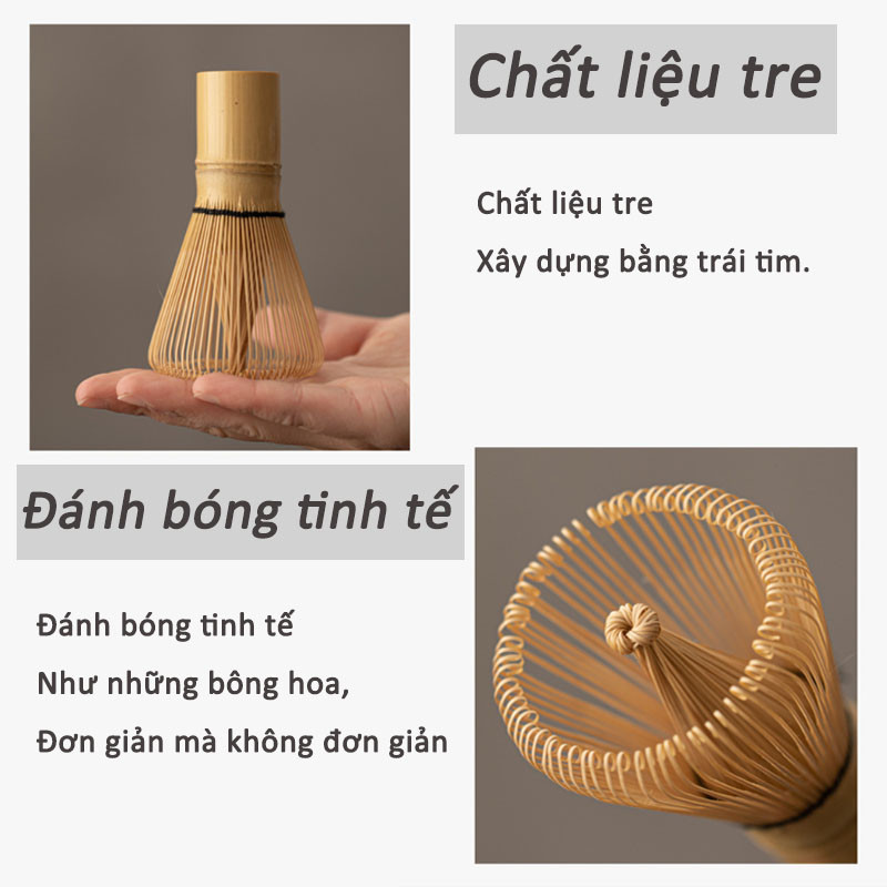 Chổi đánh Matcha, Cây khuấy trà xanh ,Dụng Cụ Pha Trà, Phụ Kiện Trà Nai Decor，Làm bằng tre