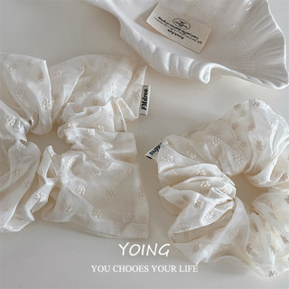 Yoing / Pháp Thanh Lịch Pure Desire Sữa Trắng Thêu Hoa Nhỏ Tóc Vòng Vuông Kết Cấu Phụ Kiện Tóc Phong Cách Mới