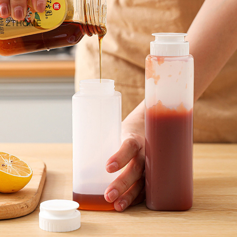 Zthome 200 / 300ml Gia Vị Bóp Chai Cà Chua Mù tạt Chai Trong Suốt Mayonnaise Mật Ong Hộp Đựng Nước Sốt Nóng