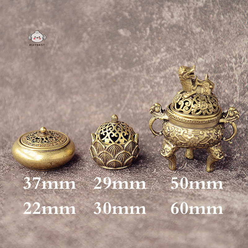 Maybest Brass Pocket Lotus Jiuding Hương Lư Hương Rỗng {VN}