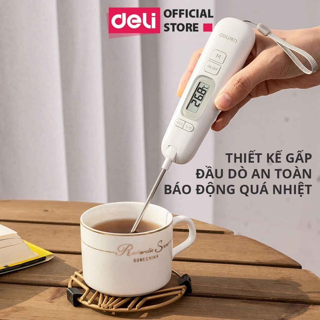 Nhiệt Kế Nấu Ăn Điện Tử Deli - Đo nhiệt độ thực phẩm, chất lỏng - Pha sữa, làm bánh, thử nước tắm cho bé - 8899
