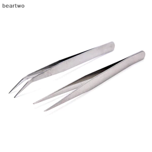 < Beartwo > 2 Nhíp El thẳng bằng thép không gỉ Dụng cụ trang điểm móc chắp vá Đẹp