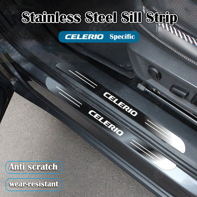 ✨Suzuki Celerio Cao Cấp Tùy Chỉnh Kim Loại Sill Bảo Vệ Chống Trầy Xước Chống Bụi Bẩn Thép Không Gỉ Bảo Vệ Cửa Xe Ô Tô Miếng Dán Trang Trí Phụ Kiện
