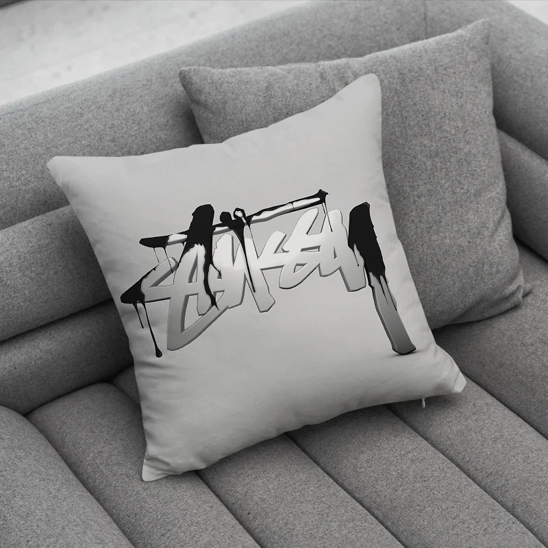Art Stussy Logo Ném Vỏ Gối In Một Mặt Sofa Phòng Khách Quà Tặng Ô Tô Đệm Quà Tặng Trẻ Em (Không Có Lõi)