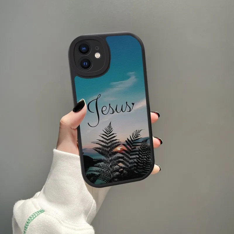 Tp-1 Câu Kinh Thánh Cơ Đốc Giáo Chúa Giêsu Vỏ Điện Thoại Da Cừu Cho Iphone 14 Pro Max 11 13 12 Mini X Xr Xs 8 6 7 Puls Se Mo
