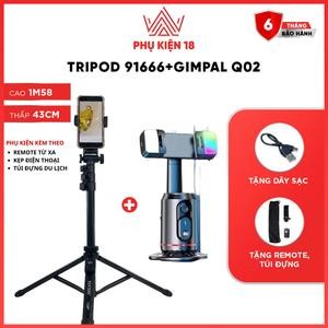 Gimbal Điện Thoại 360-Q02 Kèm chân tripod 91666 Theo Dõi Khuôn Mặt hỗ trợ  Quay Video, Livestream, Tự Động Xoay 360º