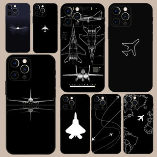 TK-1 Máy Bay Máy Bay Máy Bay Màu Đen Ốp Lưng Điện Thoại iPhone 16, 17,14,13,12,11, Pro, X, XS, Max, XR, Plus, Mini Mềm Màu Đen