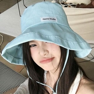 Mũ ngư dân sọc YONDR, Mũ xô sọc có thể gập lại mùa xuân hè, vành rộng đơn giản Mũ chống nắng nữ ngoài trời Hàn Quốc đi bộ đường dài