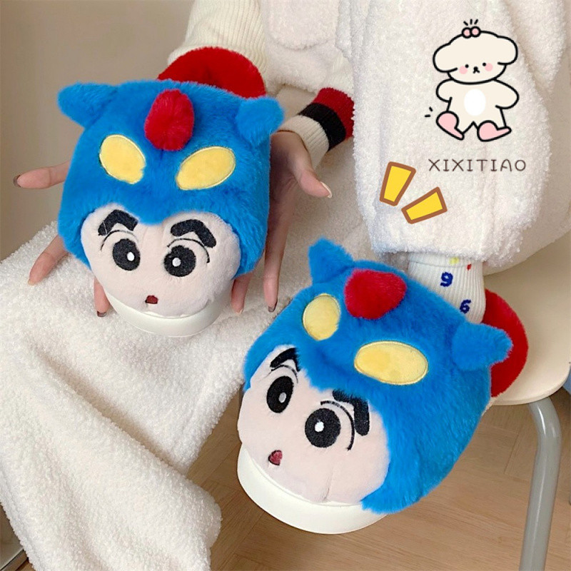 Dép Cotton Xixitiao Crayon Shin-Chan Cặp đôi mùa đông Ngôi nhà dễ thương Giữ ấm