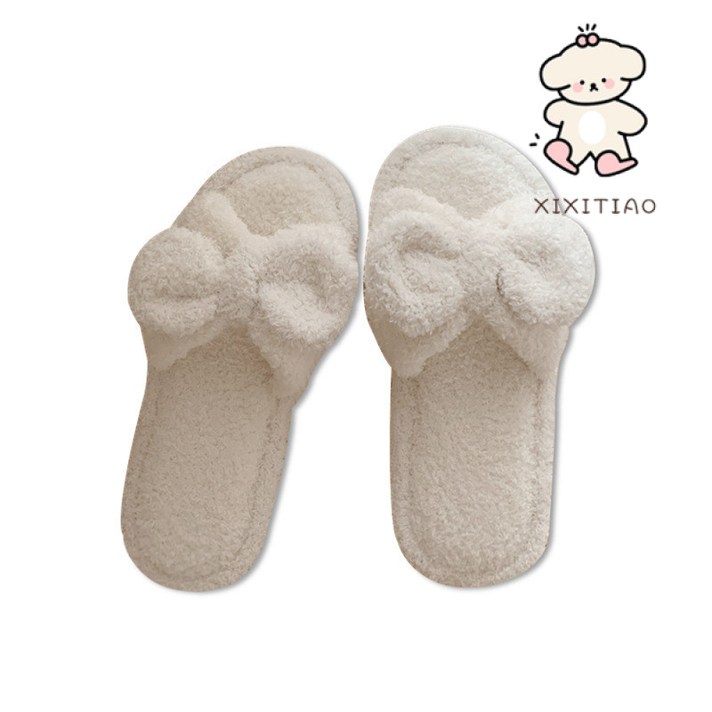 Xixitiao Cô Gái Thu Đông Phong Cách Mới Thời Trang Chống Trơn Trượt Trong Nhà Sử Dụng Dép Sang Trọng Phong Cách Công Chúa Cô Gái Dễ Thương Trái Tim Bông Dép
