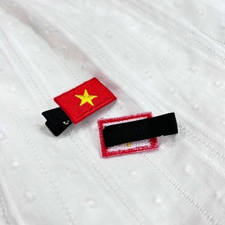 Set Kẹp Tóc Lá Cờ Tổ Quốc Việt Nam Thêu Xịn Có Bọc Vải Phần Kẹp Tóc