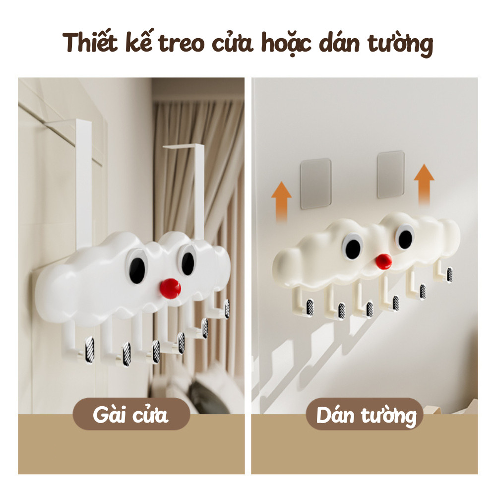 Móc Treo Quần Áo Sau Cửa Hình Đám Mây Dễ Thương Homeplus, Móc Treo Đồ Đa Năng Nhà Tắm Nhà Bếp Dán Tường