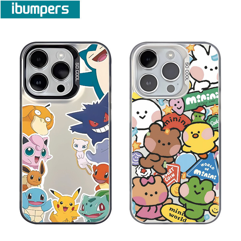 ibumpers Ốp Lưng IPhone Họa Tiết Pokémon Dễ Thương Ốp Điện Thoại IMD Cứng Trơn Chống Bẩn Chống Sốc Cho IPhone 16 15 14 12 13 11 Pro Max