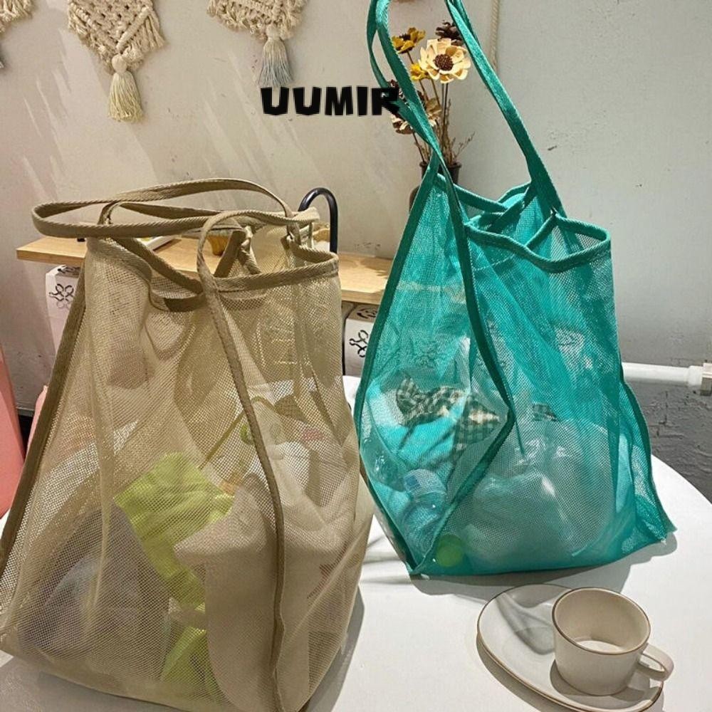 Túi đeo vai lưới UUMIR, Túi xách kiểu INS dung tích lớn, Túi mua sắm trong suốt nhẹ thời trang