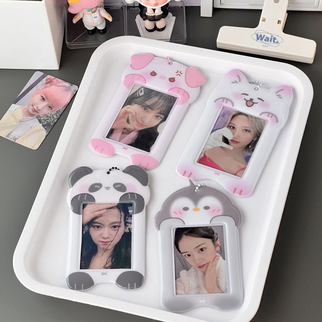 Động Vật Dễ Thương PVC Đựng Thẻ Ảnh Aidou Lưu Trữ ID Học Sinh Bảo Vệ Thẻ Thực Phẩm Hiển Thị Mặt Dây Chuyền Đổi Đến 9L0M