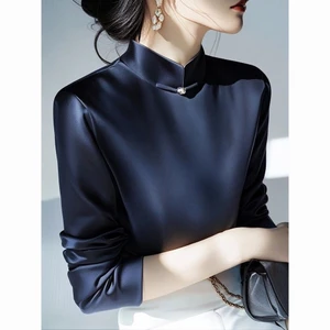✨Độc Đáo Siêu Đẹp Mới Phong Cách Trung Hoa Satin Dài Tay Áo Sơ Mi Nữ Phong Cách 2025 Xuân Hè Cao Cấp Ánh Sáng Sang Trọng Phong Cách Trung Hoa Top 25.3.26